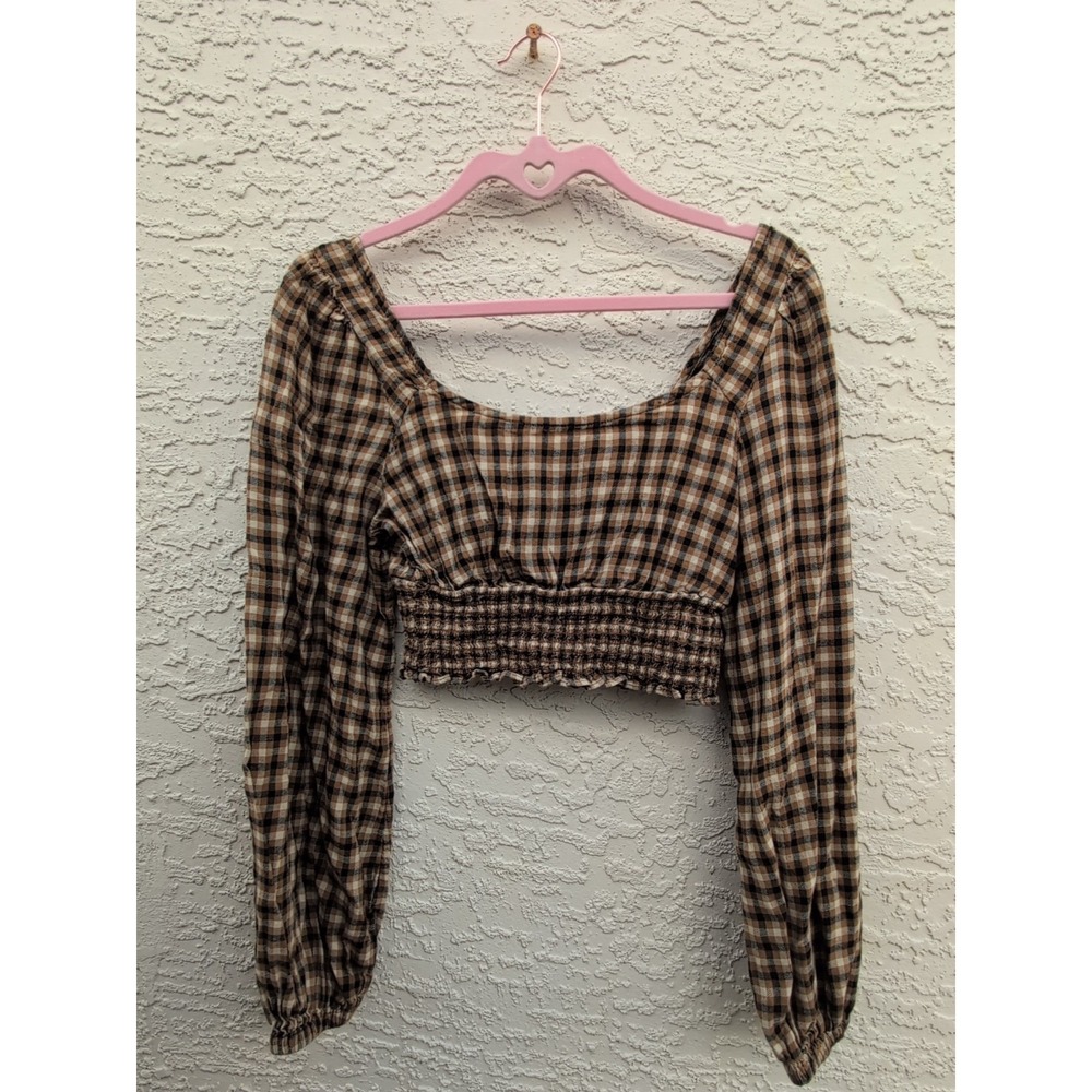 BP‎ PLAID CROPPED BLOUSE Women's Gingham XS